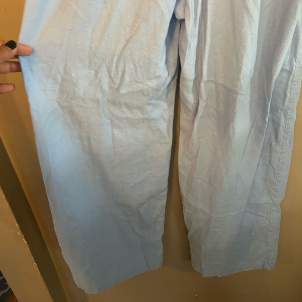 Abercrombie & Fitch Pants -  light blue linen blend button blend wide leg - Picture 8 of 13